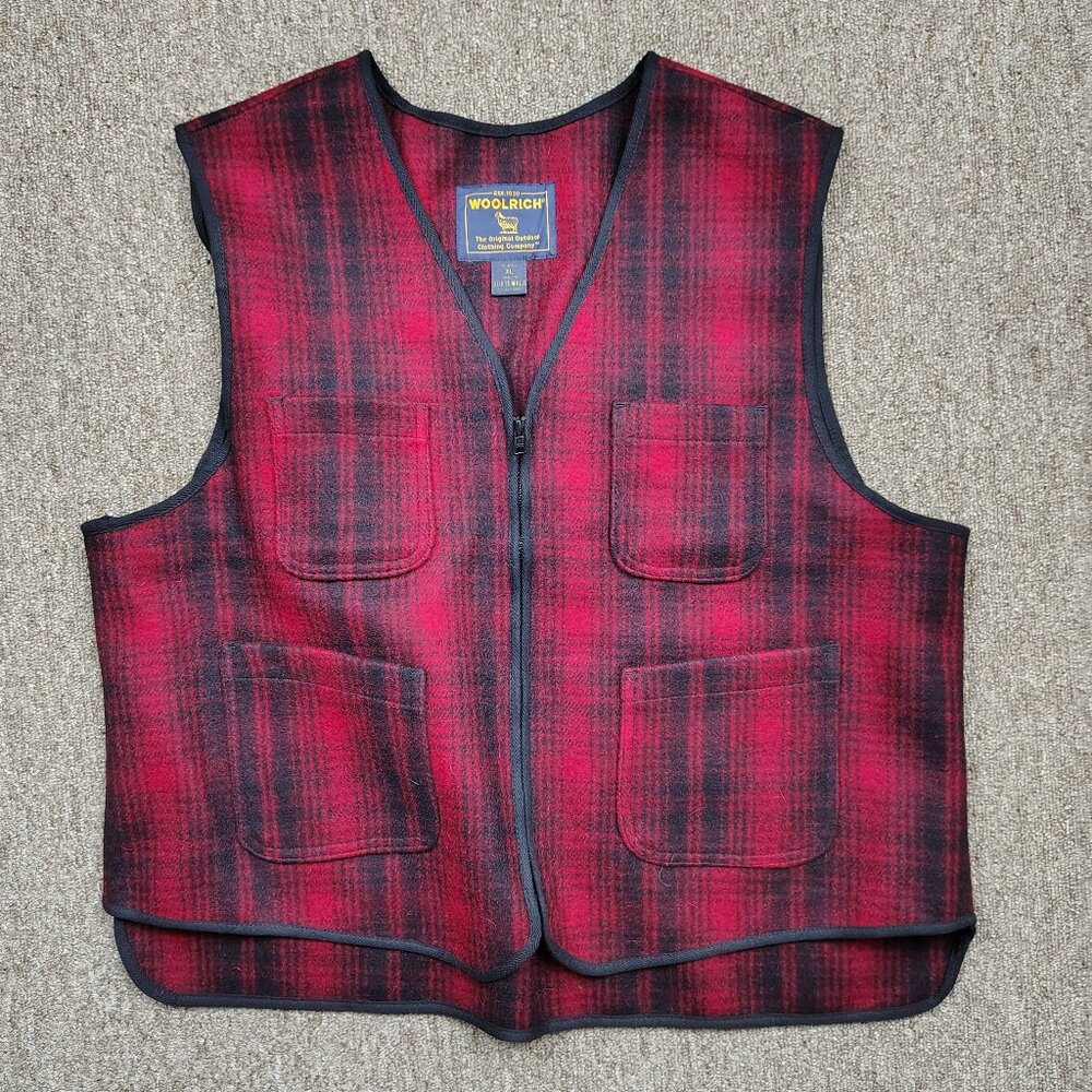 Woolrich Red Plaid Wool Vest - Womens